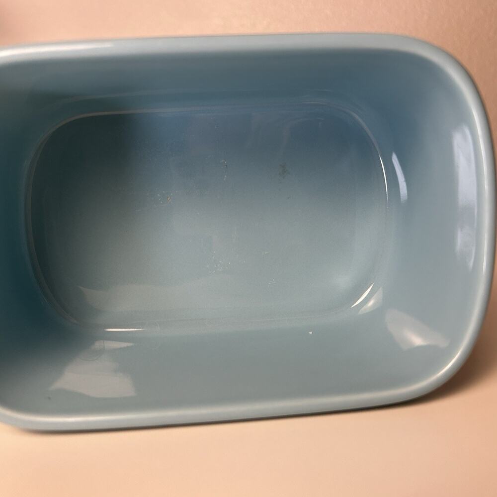 Large DOWAN Ceramic Butter Dish Wood Lid Turquoise 6.5" x 3.5" Classic Simple - Picture 11 of 11